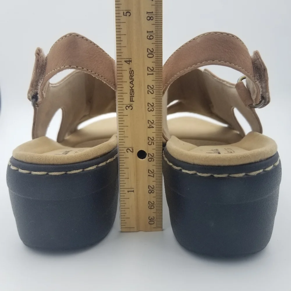 Clarks Brown Nubuck Slingback Wedge Sandal - Picture 9 of 14